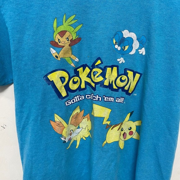 Pokemon T-Shirt Kids XL Chespin Froakie Fennekin Pikachu Gotta Catch Em All - Picture 2 of 5